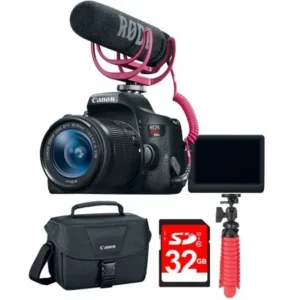 Canon EOS Rebel T6i Video Creator Kit w/ Lens, Rode Video Mic (0591C024) w/ 32GB Deluxe Bundle Includes, EOS DSLR Camera Gadget Bag + 12â€ Rubberized Spider Tripod + 32GB SDHC Class 10 Memory Card